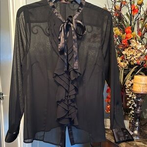 The Limited Black Sheer Ruffled Blouse